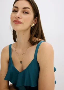 Online Top con tirantes finos y satén brillante Mujer Camisas Y Blusas|Camisetas