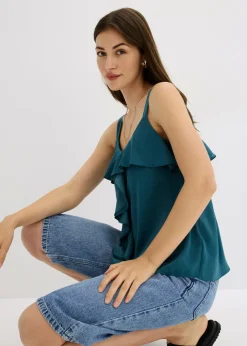 Online Top con tirantes finos y satén brillante Mujer Camisas Y Blusas|Camisetas
