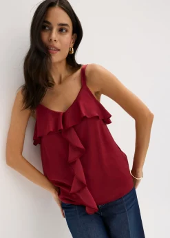Best Top con tirantes finos y satén brillante Mujer Camisas Y Blusas|Camisetas
