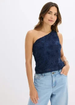 Discount Top con un hombro al descubierto y bordado Mujer Camisetas
