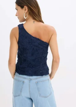 Discount Top con un hombro al descubierto y bordado Mujer Camisetas