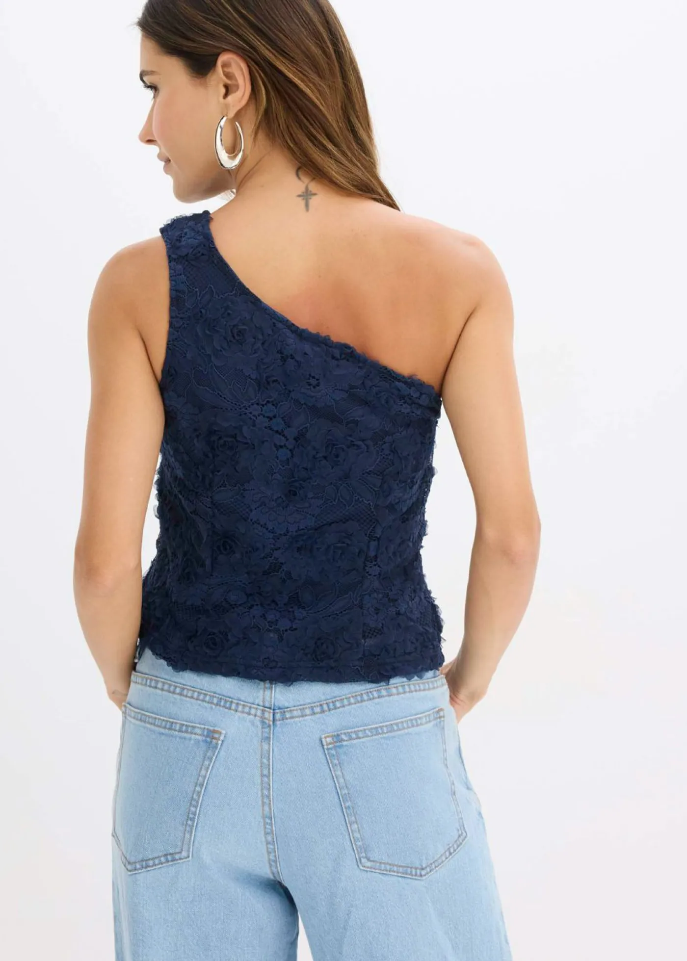 Discount Top con un hombro al descubierto y bordado Mujer Camisetas