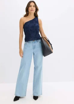 Discount Top con un hombro al descubierto y bordado Mujer Camisetas