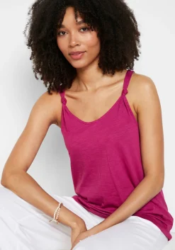 Clearance Top de algodón con detalle de nudo Mujer Camisetas