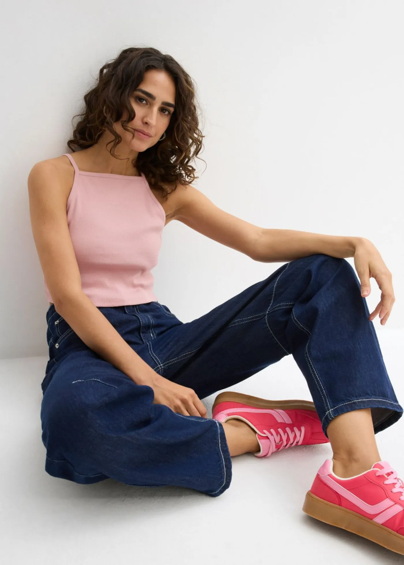 Sale Top de algodón orgánico puro de canalé Mujer Camisetas