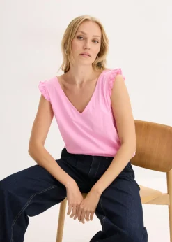 New Top de algodón orgánico puro Mujer Camisetas|Novedades