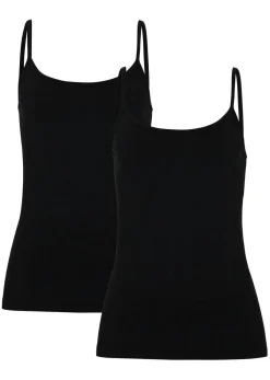 Online Top de algodón orgánico puro con tirantes finos (2 unidades) Mujer Camisetas Interiores|Básicos