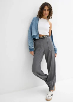 Online Top de algodón orgánico puro de canalé Mujer Camisetas