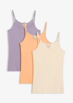 Hot Top de algodón puro con tirantes finos (3 unidades) Mujer Camisetas Interiores|Básicos