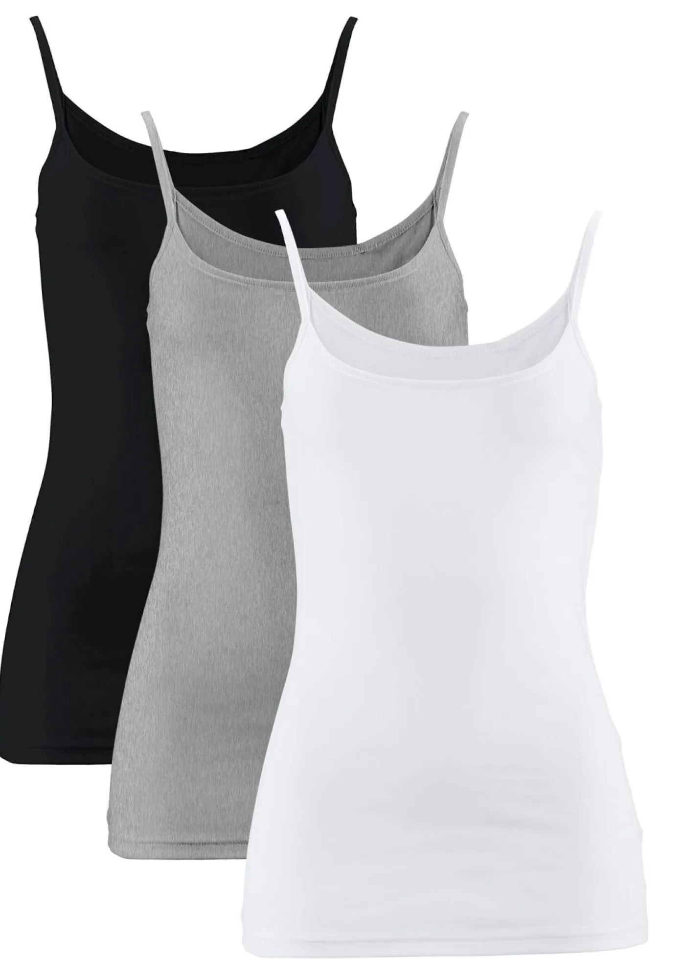 Top de algodón puro con tirantes finos (3 unidades) Mujer Camisetas Interiores|Básicos
