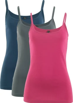 Best Top de algodón puro con tirantes finos (3 unidades) Mujer Camisetas Interiores|Básicos