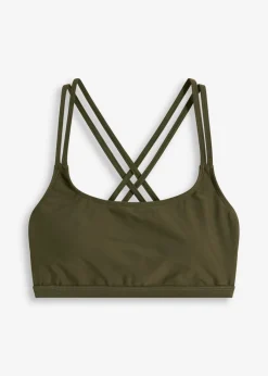 Discount Top de bikini bustier con tirantes cruzados Mujer Conjuntos De Traje De Baño|Ropa De Baño Deportiva