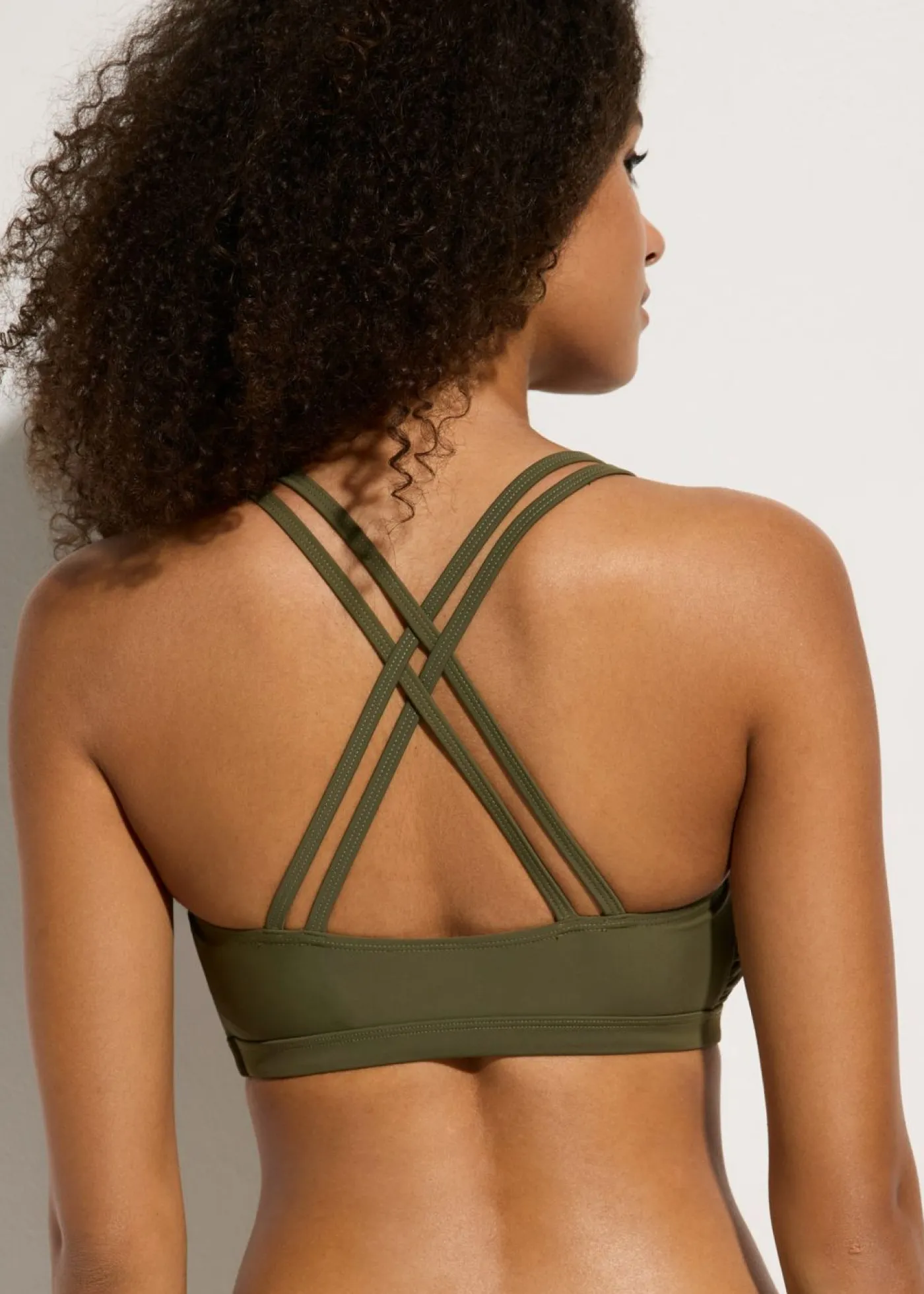 Discount Top de bikini bustier con tirantes cruzados Mujer Conjuntos De Traje De Baño|Ropa De Baño Deportiva