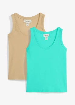 Outlet Top de canalé de algodón orgánico (2 unidades) Mujer Camisetas Interiores|Básicos