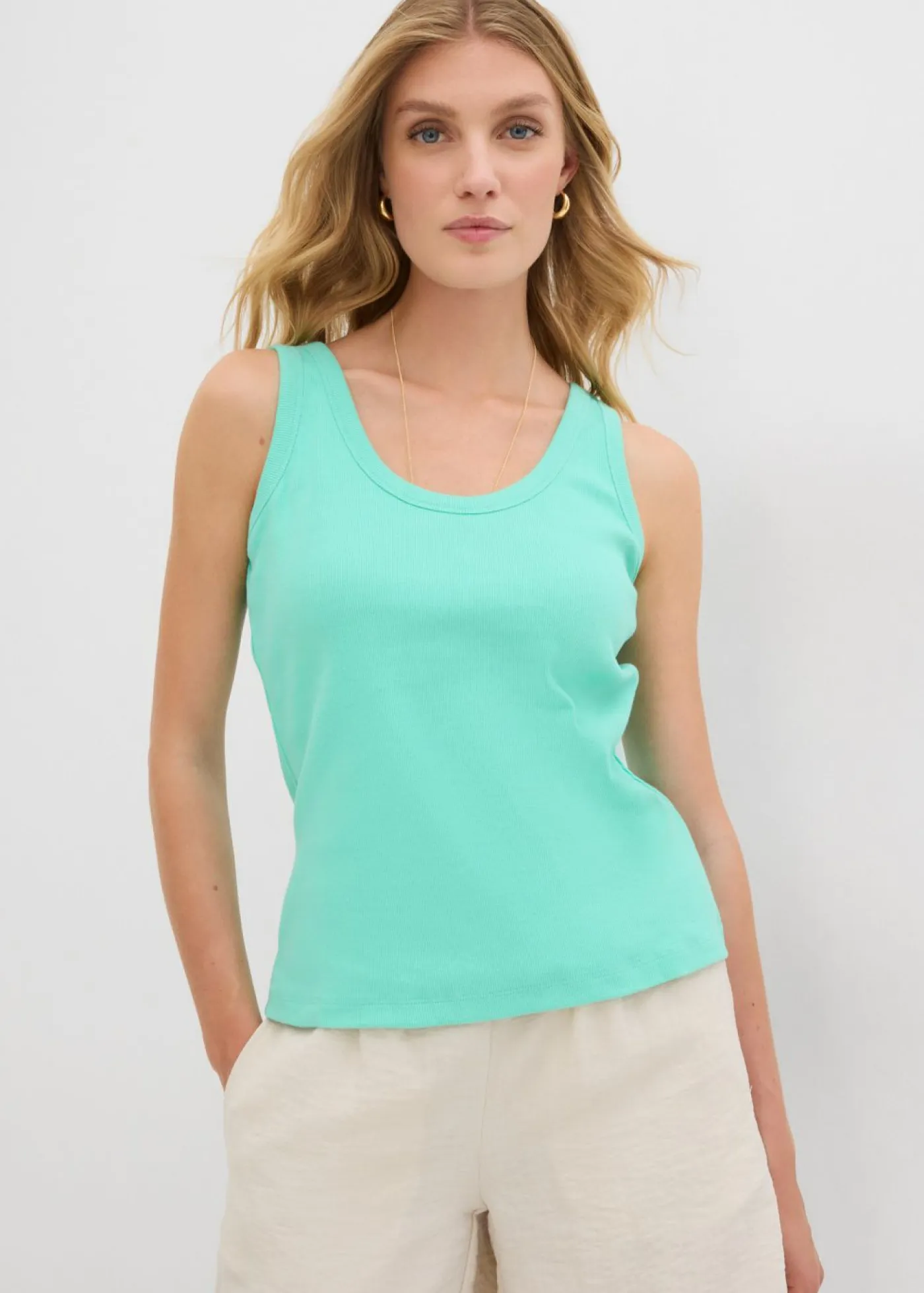 Outlet Top de canalé de algodón orgánico (2 unidades) Mujer Camisetas Interiores|Básicos