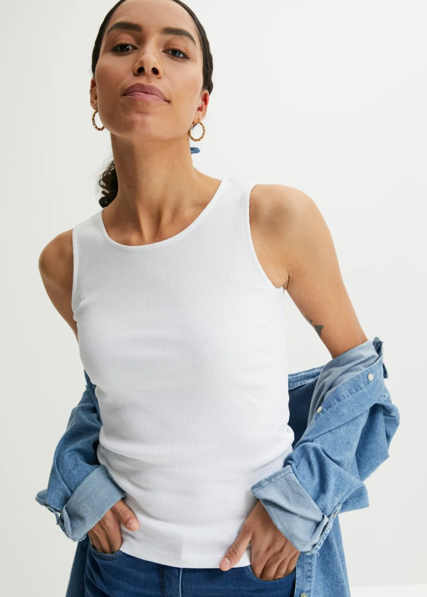 Best Top de canalé de algodón orgánico puro (2 unidades) Mujer Básicos|Camisetas