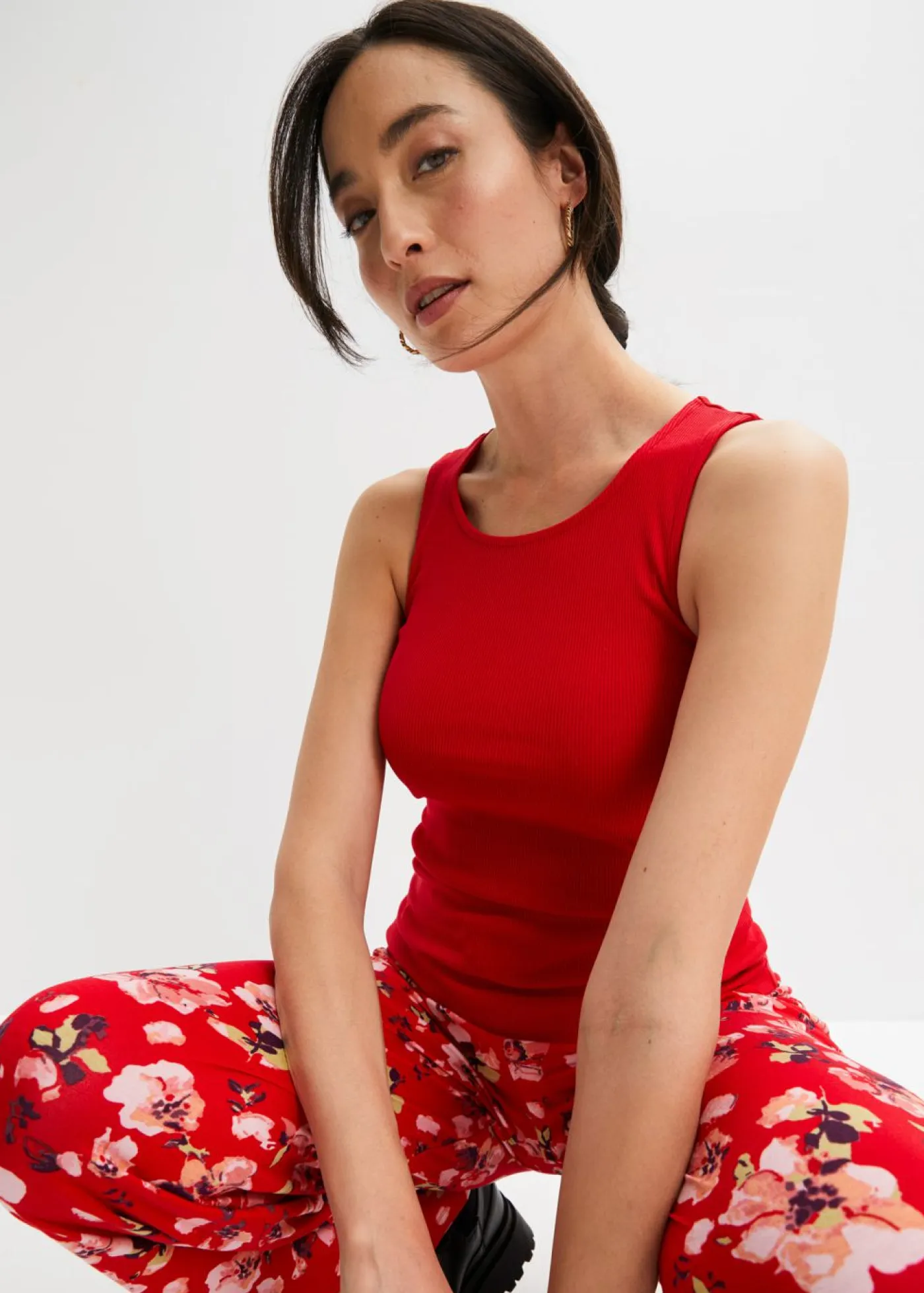 Sale Top de canalé de algodón orgánico puro (2 unidades) Mujer Básicos|Camisetas