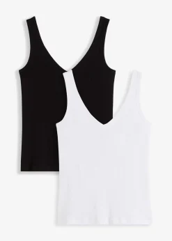 Sale Top de canalé de algodón orgánico puro (2 unidades) Mujer Camisetas