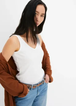Sale Top de canalé de algodón orgánico puro (2 unidades) Mujer Camisetas