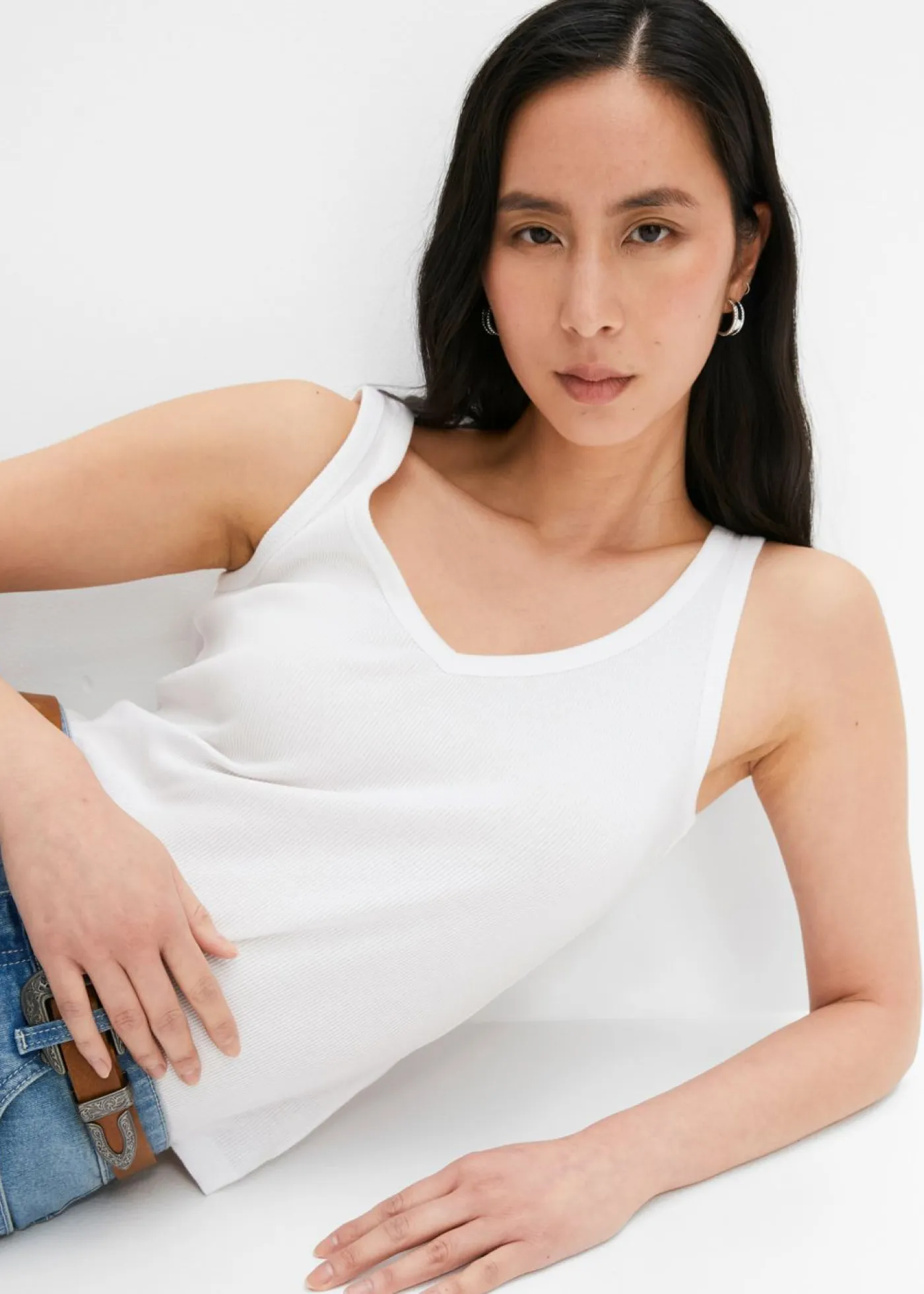 Sale Top de canalé de algodón orgánico puro (2 unidades) Mujer Camisetas