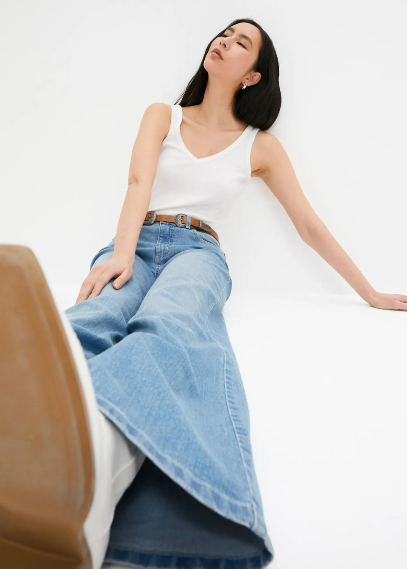 Sale Top de canalé de algodón orgánico puro (2 unidades) Mujer Camisetas