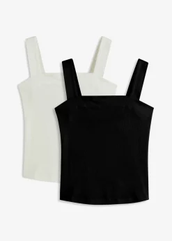 Outlet Top de canalé de algodón orgánico (2 unidades) Mujer Camisetas Interiores|Básicos