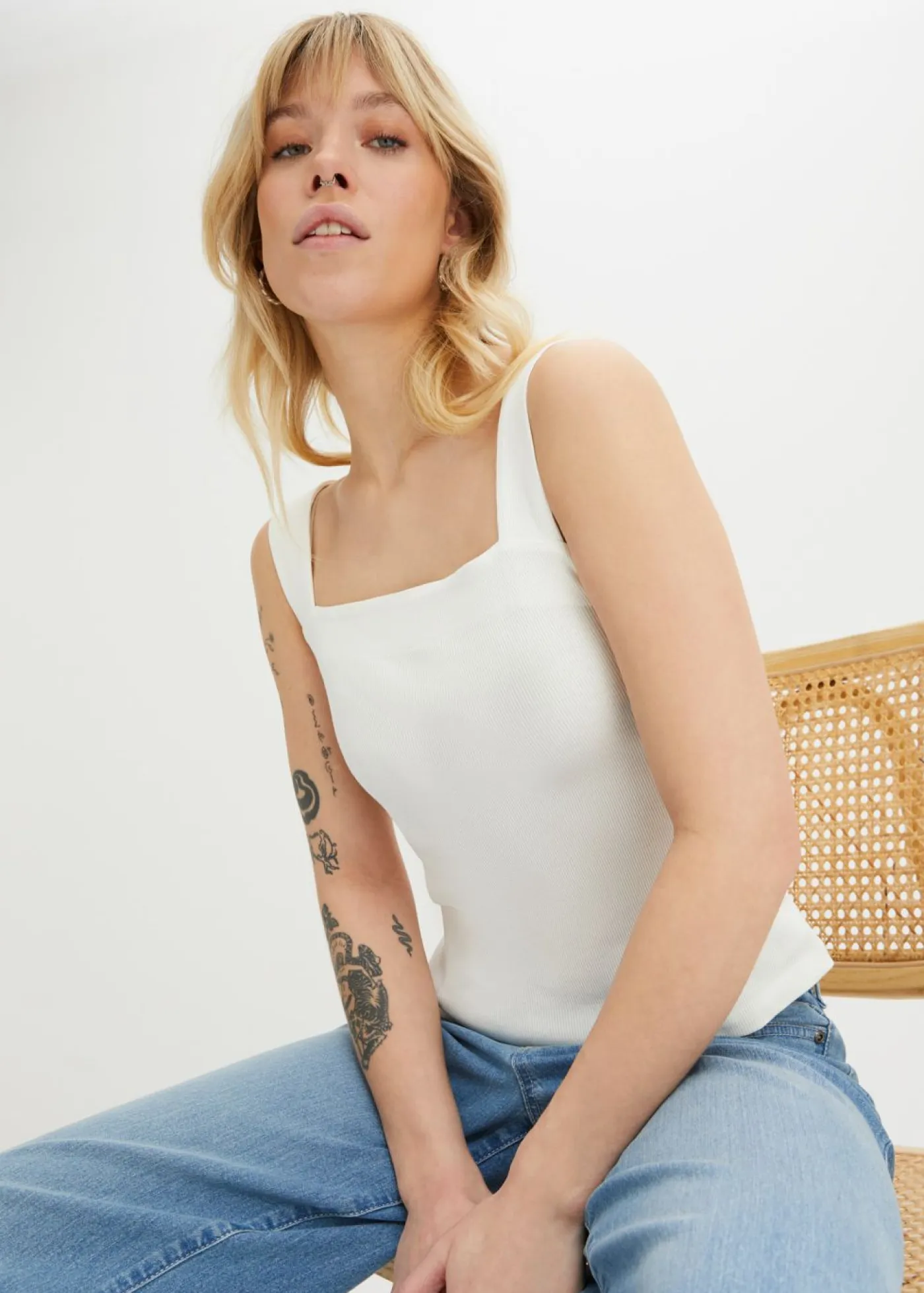 Outlet Top de canalé de algodón orgánico (2 unidades) Mujer Camisetas Interiores|Básicos