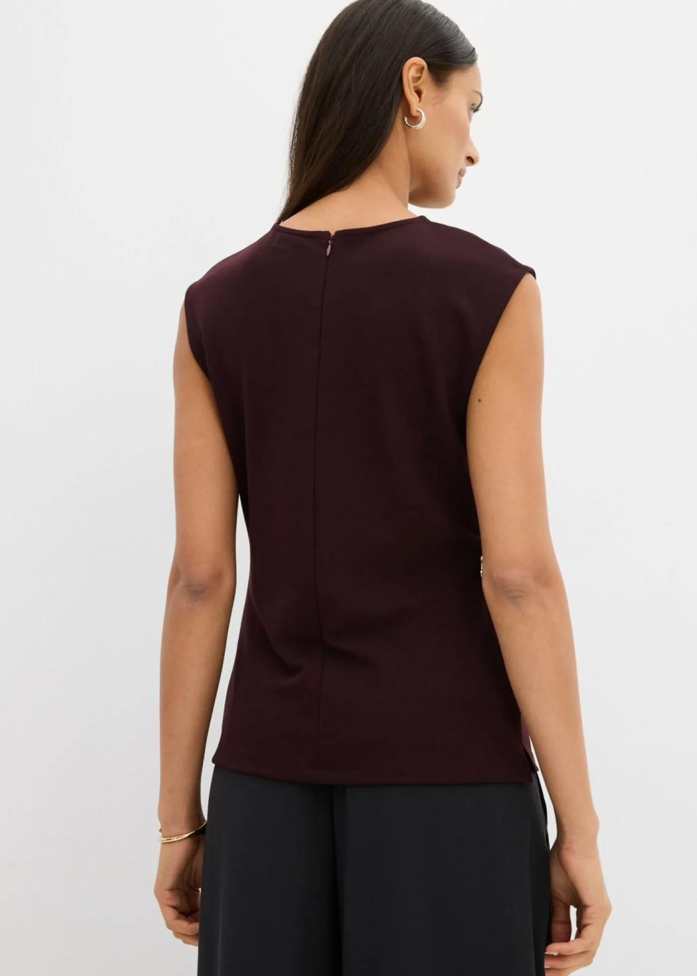 Top de crepé con hebilla decorativa Mujer Esenciales|Camisetas