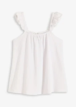 Outlet Top de crepé de punto con tirantes con volantes Mujer Camisetas