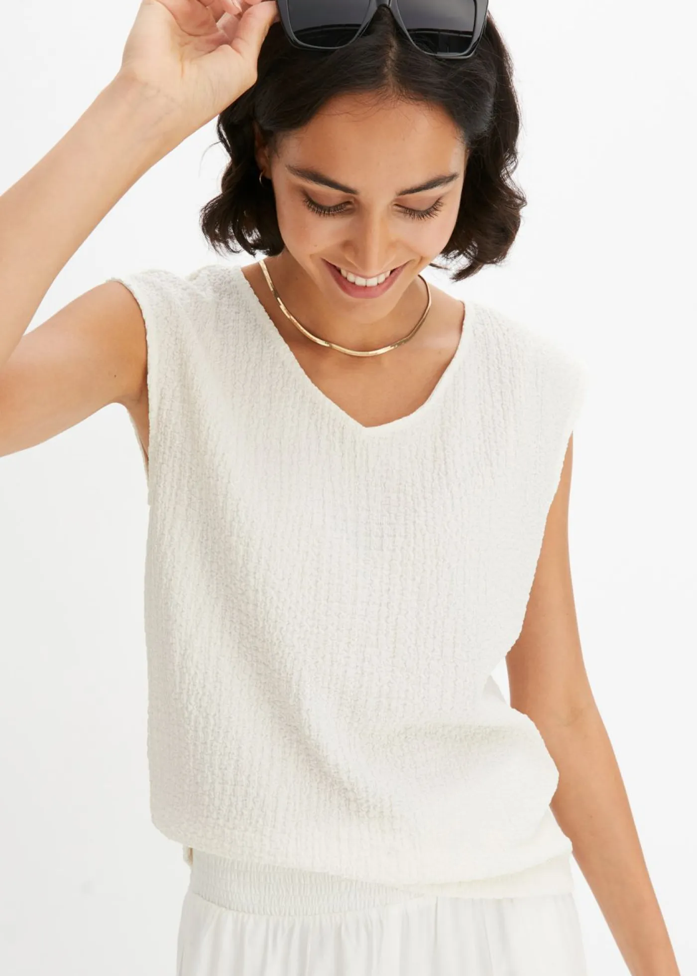 Sale Top de crepé ligero Mujer Camisetas