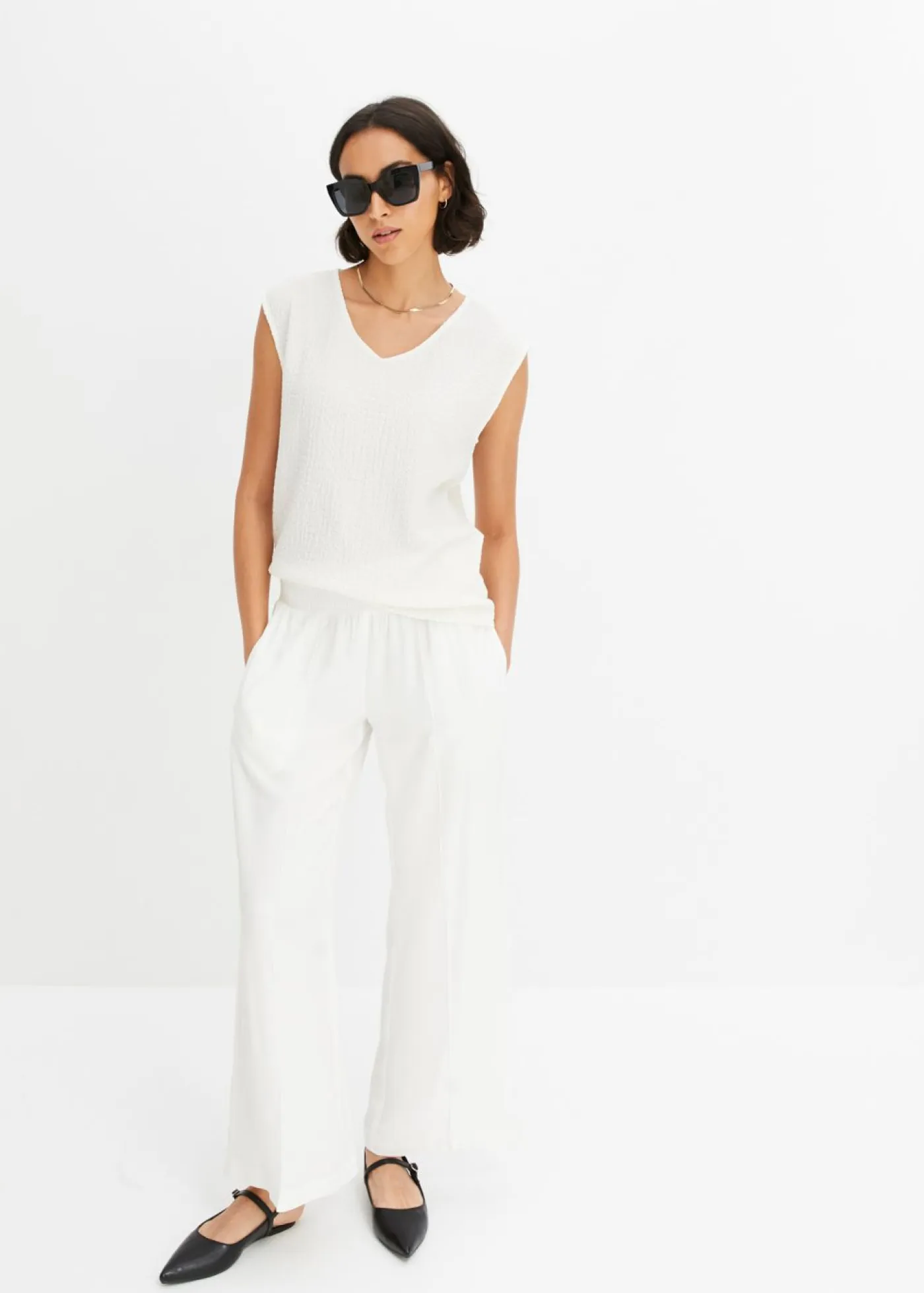 Sale Top de crepé ligero Mujer Camisetas