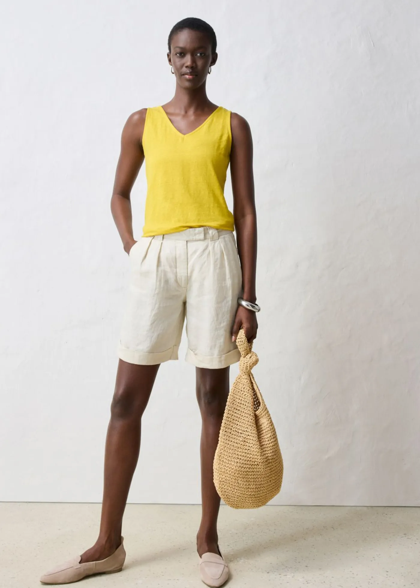 Clearance Top de lino puro Mujer Camisetas