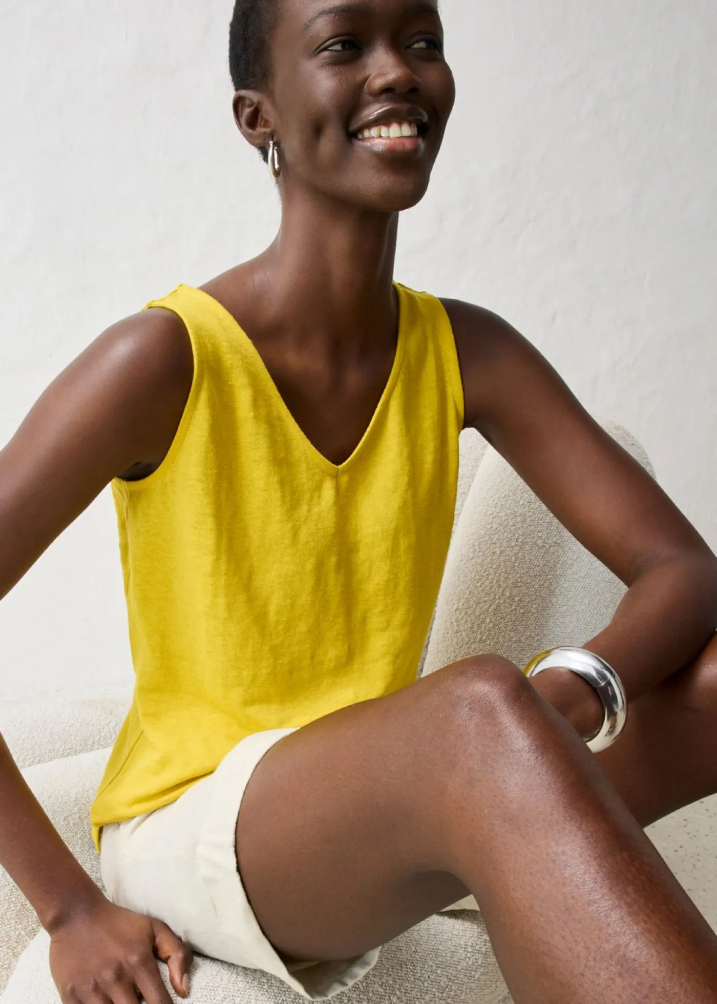 Clearance Top de lino puro Mujer Camisetas