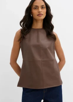 Top de piel sintética Mujer Esenciales|Camisetas