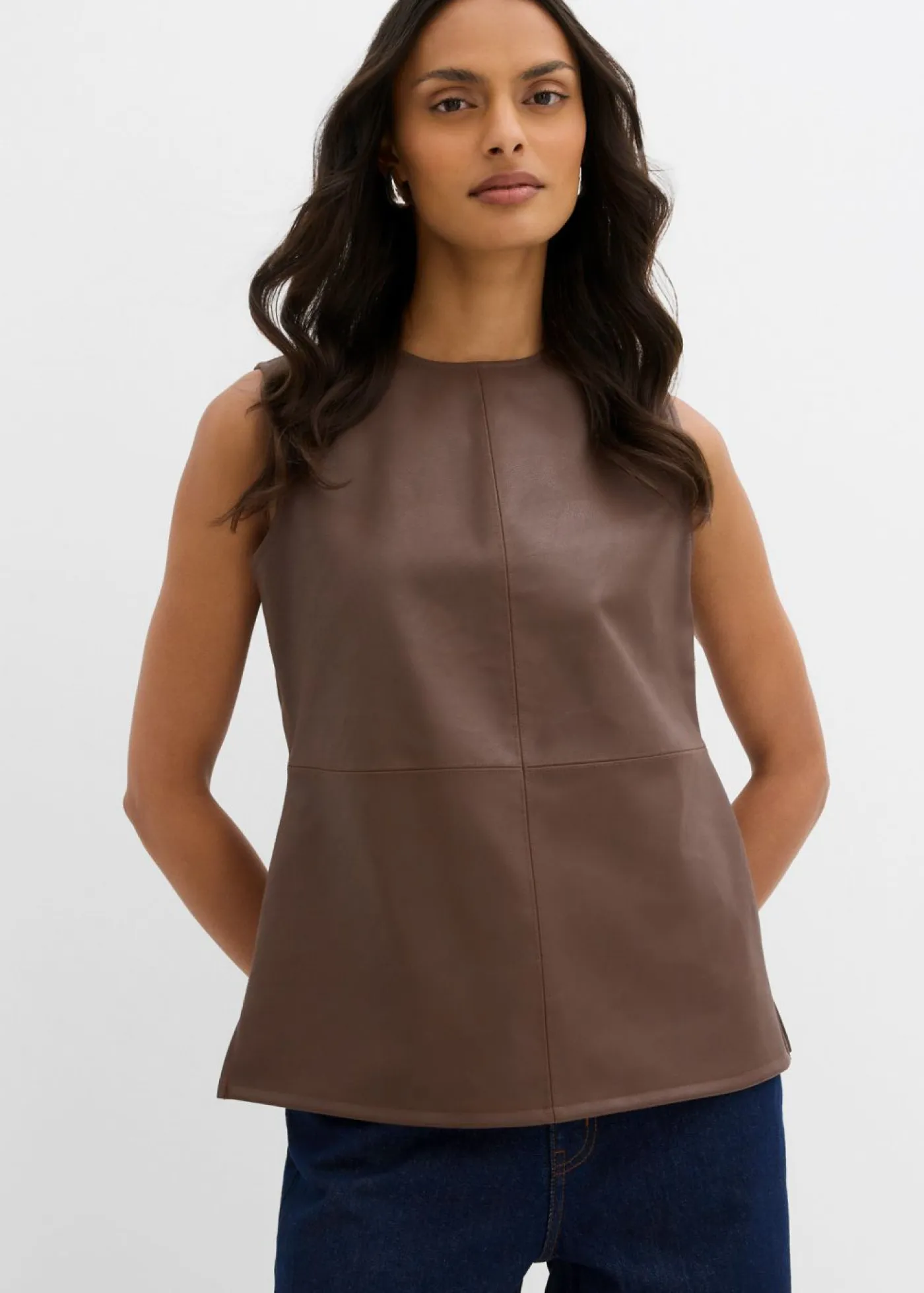 Top de piel sintética Mujer Esenciales|Camisetas