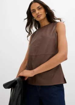 Top de piel sintética Mujer Esenciales|Camisetas