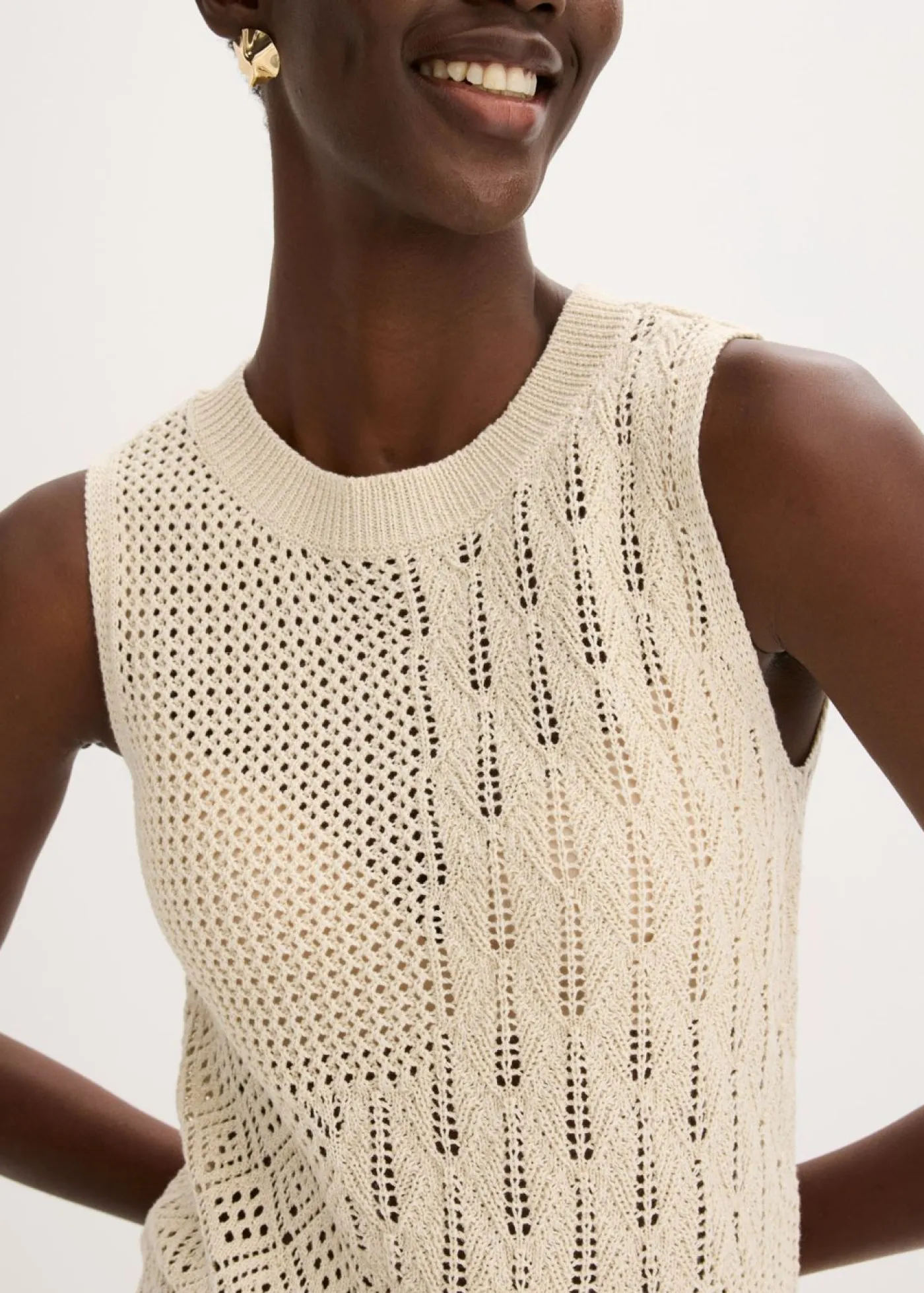 Best Top de punto ajour con fibras metalizadas Mujer Camisetas|Ropa De Punto