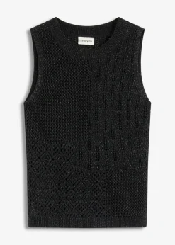 Discount Top de punto ajour con fibras metalizadas Mujer Camisetas|Ropa De Punto