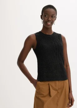Discount Top de punto ajour con fibras metalizadas Mujer Camisetas|Ropa De Punto