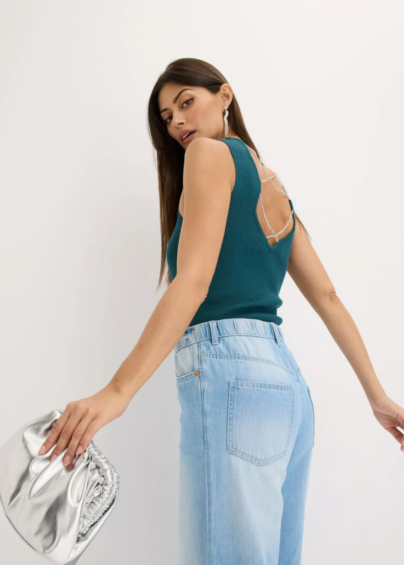 Discount Top de punto con cinta brillante Mujer Camisetas|Ropa De Punto