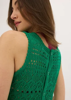 Hot Top de punto con patrón de punto calado Mujer Camisetas|Ropa De Punto