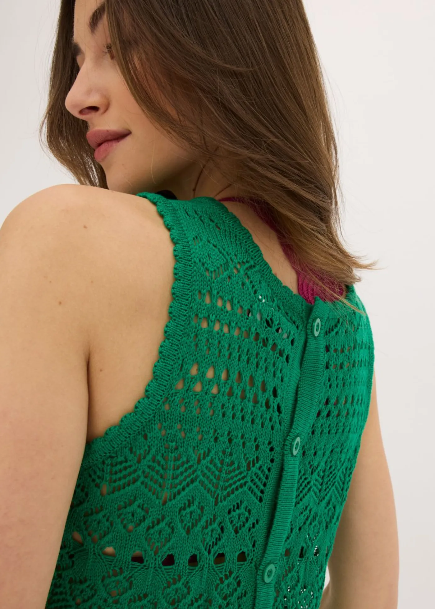 Hot Top de punto con patrón de punto calado Mujer Camisetas|Ropa De Punto