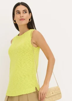 Discount Top de punto de algodón con textura nudosa Mujer Camisetas|Ropa De Punto