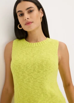 Discount Top de punto de algodón con textura nudosa Mujer Camisetas|Ropa De Punto