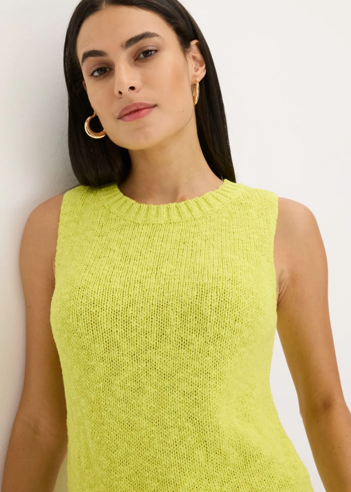 Discount Top de punto de algodón con textura nudosa Mujer Camisetas|Ropa De Punto