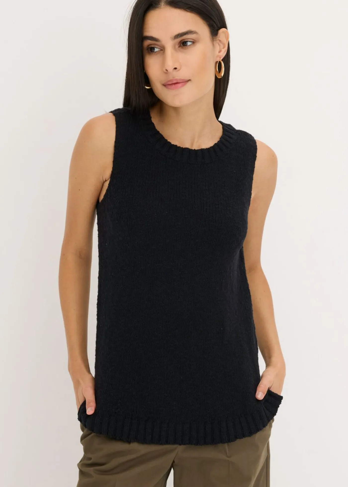 Discount Top de punto de algodón con textura nudosa Mujer Camisetas|Ropa De Punto