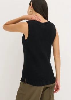 Discount Top de punto de algodón con textura nudosa Mujer Camisetas|Ropa De Punto