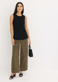 Discount Top de punto de algodón con textura nudosa Mujer Camisetas|Ropa De Punto