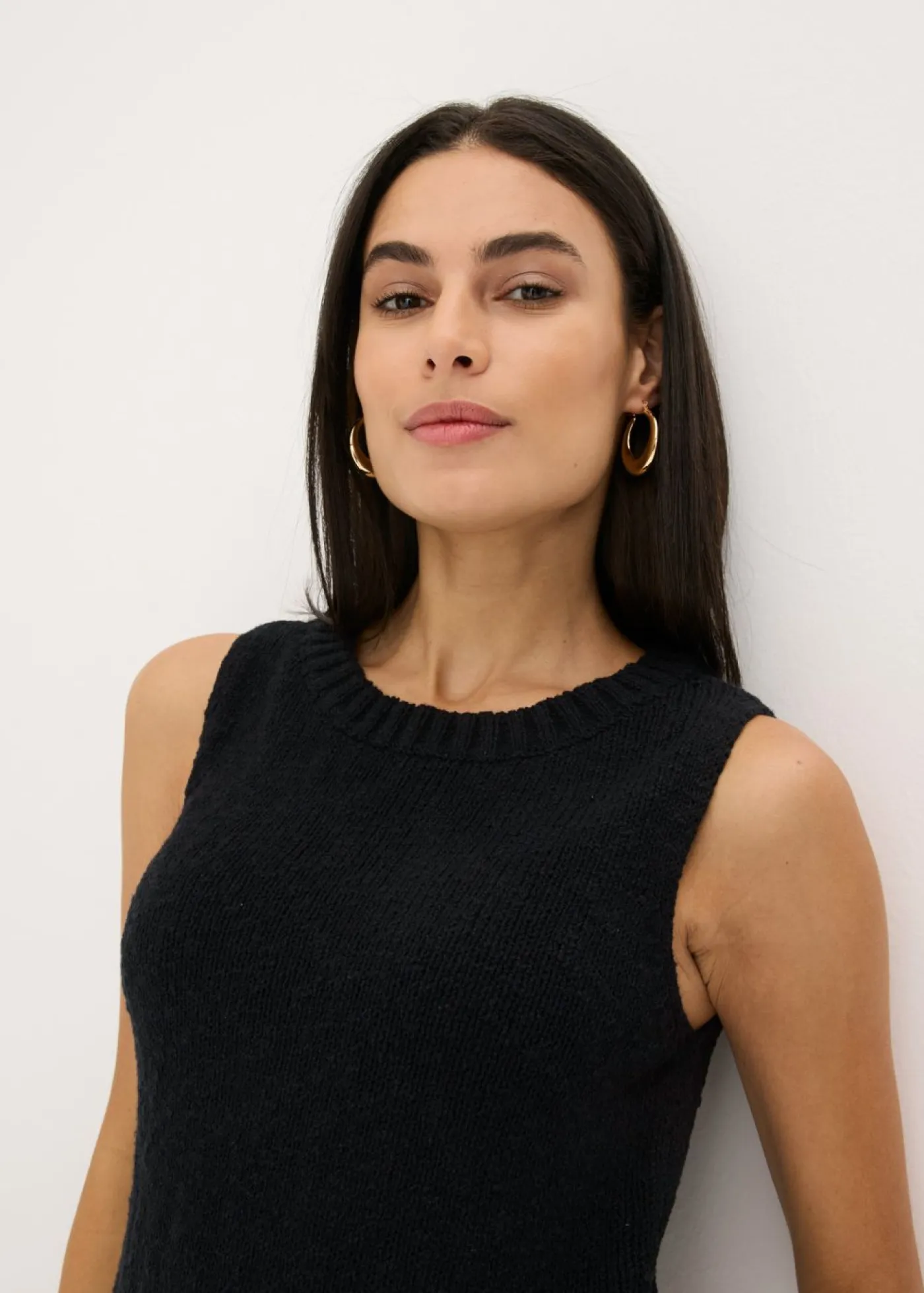 Discount Top de punto de algodón con textura nudosa Mujer Camisetas|Ropa De Punto