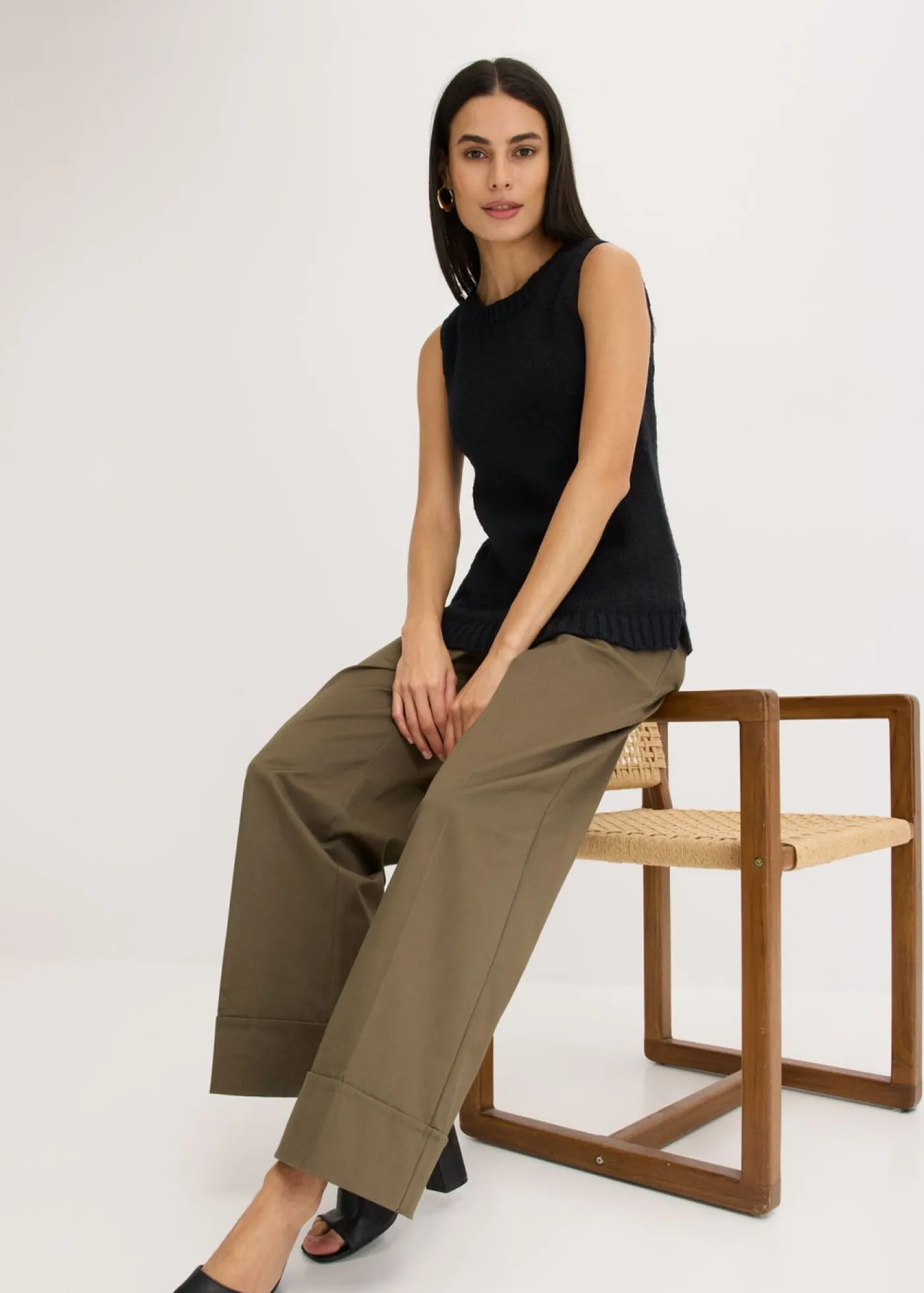 Discount Top de punto de algodón con textura nudosa Mujer Camisetas|Ropa De Punto